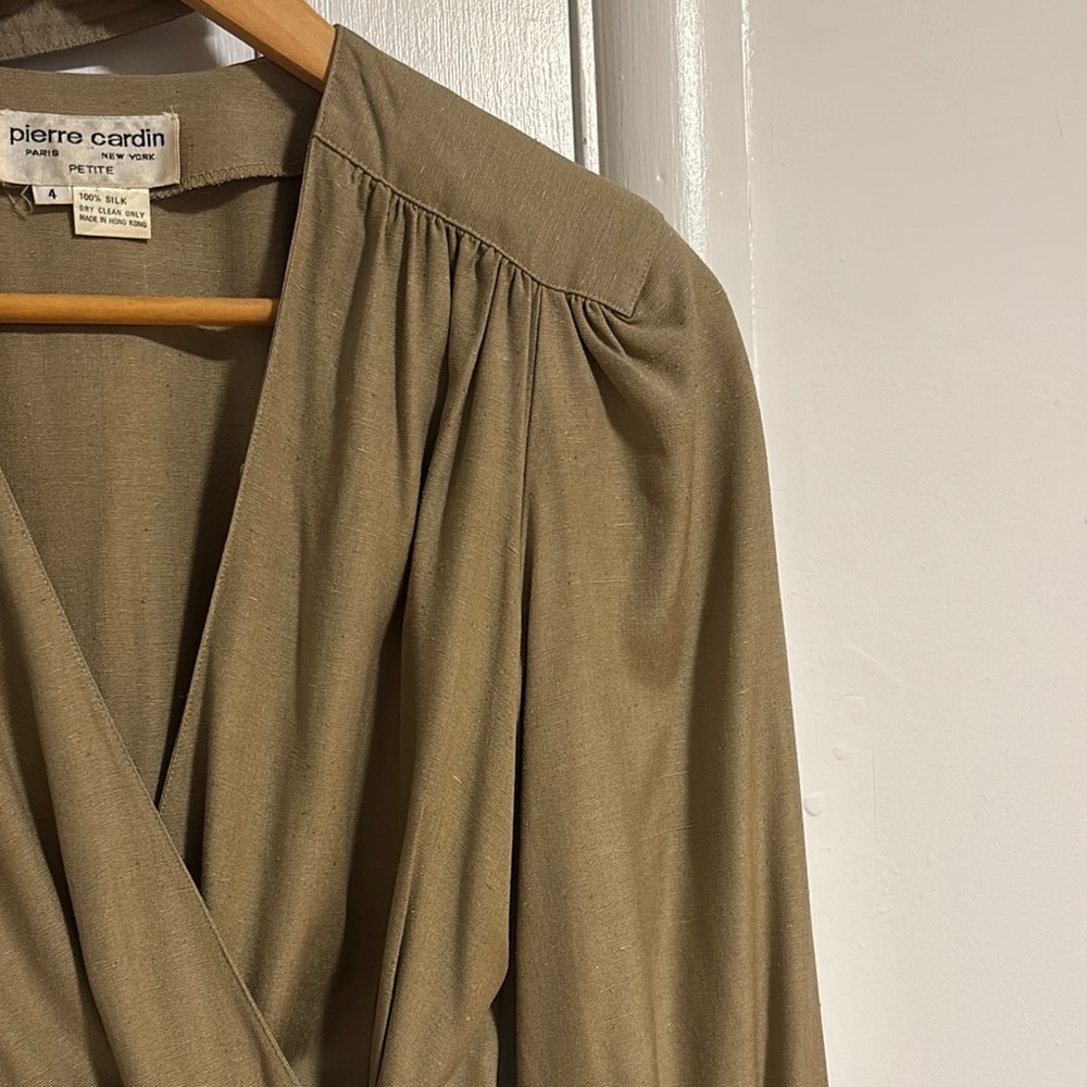 Vintage RARE Pierre Cardin Silk jumpsuit- Beige Petite size 4 - Picture 6 of 10